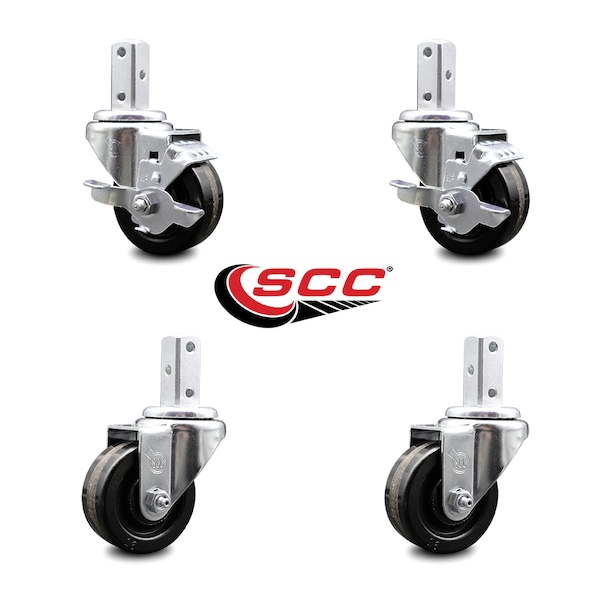 Service Caster 3.5 Inch Phenolic Wheel Swivel 3/4 Inch Square Stem Caster Brakes SCC, 2PK SCC-SQ20S3514-PHS-TLB-34-2-S-2 - main